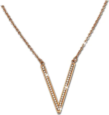 Produktbild von Amello Halskette Edelstahl 333er Rosegold 54cm V-Kette Schmuck rose weiß D2ESK100E