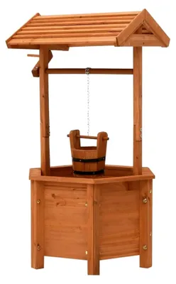 Produktbild von Pflanzkübel aus Tannenholz im Brunnen-Design 40x40x84cm