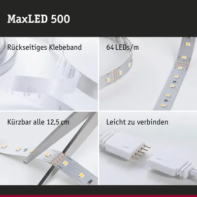 Zdjęcie produktu dla Zestaw podstawowy taśmy LED MaxLED 500, 3 m, ciepła biel, 11 W, 550 lm/m, 2700 K, 30 VA