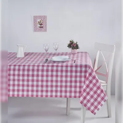 Tischdecke kariert rosa 160x160 cm Baumwolle