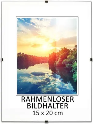 Obrázek produktu pro MG Design Bezrámový obrazový rám, klipový rám 15 x 20 cm - s klipy, akrylové sklo, HDF deska - pro vertikální nebo horizontální zavěšení/postavení