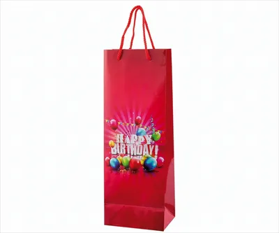 Produktbild von Rote Lack-Flaschentasche Happy Birthday Motiv