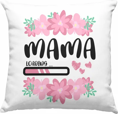 Produktbild von Trendation - Mama Loading Deko-Kissen mit Füllung 40x40 Rosa Geschenk Schwangerschaft Baby  Deko-Kissen mit Füllung 40x40 Schwangerschaftsankündigung (Blau)