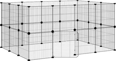 Obrázok produktu pre vidaXL 28-dielna klietka pre domáce zvieratá s dvierkami čierna 35x35 cm oceľ