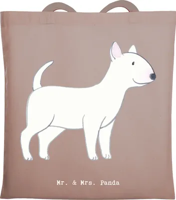 Produktbild von Mr. & Mrs. Panda Baumwolltasche Bullterrier Moment - Braun Pastell - Geschenk, dokumententasche, Schultasche, Büchertasche, Tote Bag, Beutel, Tasche