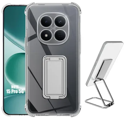 Image de Coque Antichoc pour Xiaomi Redmi Note 15 Pro 5G, Protection Silicone avec Support Argenté