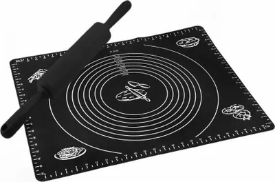 Produktbild von Set - Silikonmatte 50X40Cm + Teigroller Tadar 0878-8332 Schwarz