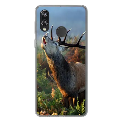 Produktbild von MuchoWow® Handyhülle Schutzhülle Hülle für Huawei P20 Lite (2020) Hirsche - Wald - Nebel Silikon Softcase Handy Hülle - Kartenhalter