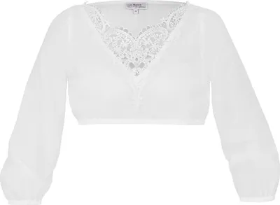 Produktbild von MarJo Dirndlbluse VIECHTACH Dreiviertelarm Spitzeneinsatz hochgeschlossen