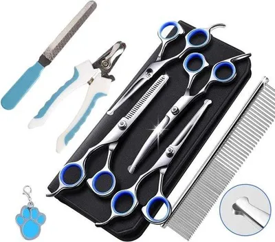 Image de 155 cm Ciseaux professionnels pour chien-Ciseaux de toilettage pour chien et chat-Animal de compagnie-bleu