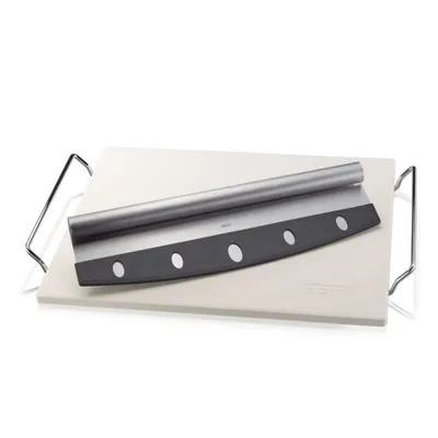 Produktbild von Gefu Set Pizzamesser + Stein mit Ständer rund eckig G14430