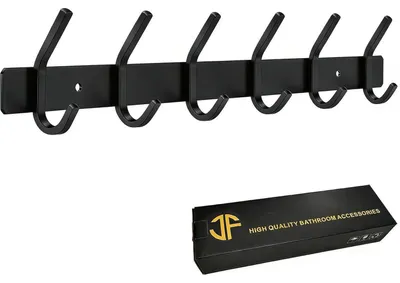 Immagine prodotto di Ganci appendiabiti da parete, acciaio inossidabile nero, 6 ganci
