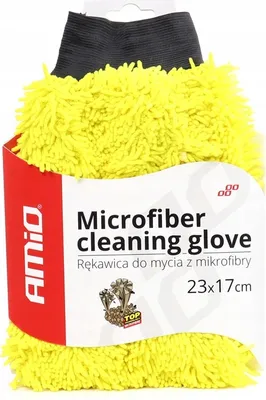 Zdjęcie produktu dla Rękawica do mycia samochodu z mikrofibry żółta 23x17 cm AMIO-02517