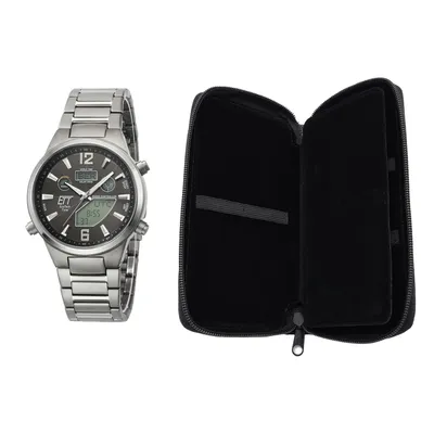 Obrázok produktu pre EXKLUSIVSET MIT GRATIS REISE-ETUI: Eco Tech Time Solar Drive Funk Everest II Titan Herrenuhr World Timer - EGT-11380-20M