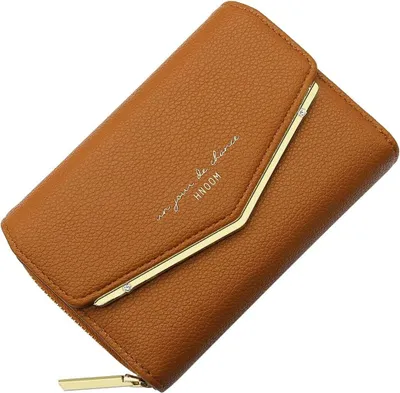 Produktbild von Damen Klein Portemonnaie Kunstleder Geldbeutel mit Reißverschluss Münzfach Mini Brieftasche Kreditkartenetui mit 9 Kartenfächer, Geschenke für Damen