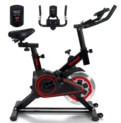 Zdjęcie produktu dla Rower treningowy ZMH z oporem magnetycznym, rower stacjonarny z wyświetlaczem LCD i uchwytem na tablet, rower do ćwiczeń w domu, ergometr rowerowy
