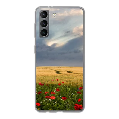 Produktbild von MuchoWow® Handyhülle Schutzhülle Hülle für Samsung Galaxy S21 Blumen - Weizen - Wolken Silikon Softcase Handy Hülle - Softcase