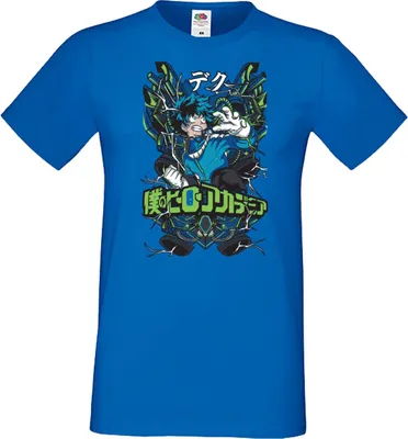 Zdjęcie produktu dla Męska Koszulka Japan Manga Animation Comics My Hero Anime Academia Izuku Midoriya Var-001, Man M / Niebieski