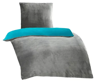 Produktbild von Bettwäsche Cashmere Touch, 135x200/80x80 cm, Wendebettwäsche Plüsch (anthrazit/Petrol)