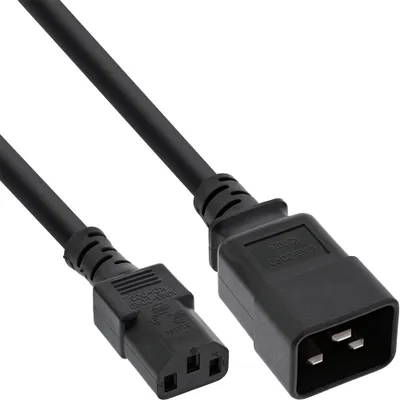 Produktbild von InLine Netz Adapterkabel, IEC-60320 C20 auf C13, max. 10A, 0,5m, 0,5 m, C20-Koppler, C13-Koppler, H05VV-F