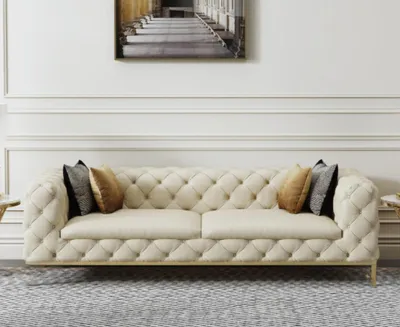 Immagine prodotto di Divano Chesterfield Divano Tappezzato 3 Posti Set Divani Divani Bianco Nuovo