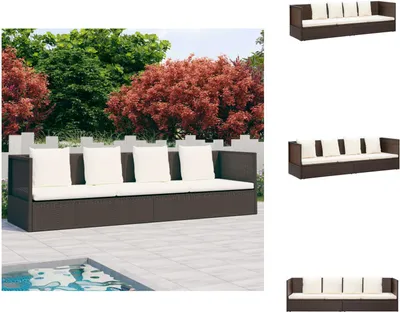 Produktbild von vidaXL Garten-Sofabett mit Kissen Poly Rattan Braun -  Sonnenliegen