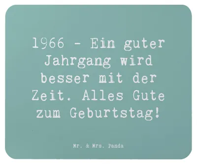 Produktbild von Mr. & Mrs. Panda Mouse Pad Spruch 1966 Geburtstag - Meeresbrise - Geschenk, Jahrgang, Happy Birthday, computer mousepad, Alter, herzlicher Geburtstagsspruch, Mauspad
