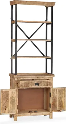 Imagen del producto de Mueble aparador vidaXL con estantes, madera maciza de mango, 65x30x180 cm