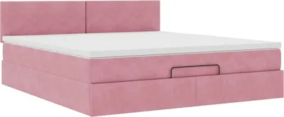 Produktbild von Ottoman-Bett mit Matratze Rosa 180x200 cm Samt