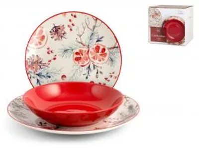 Immagine prodotto di H&H Servizio Tavola Natalizio 18 Pezzi Celebration Rosso