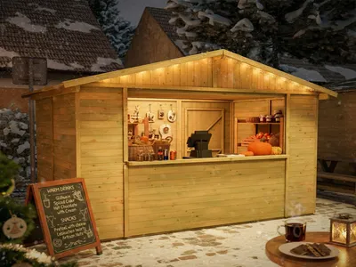Produktbild von Marktstand - Verkaufsstand Noel 5,9 m² 16 mm KDI grün inkl. Boden