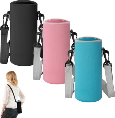 Produktbild von Isolierte Hüllen, 750 ml, 3 Stück, verstellbarer Schultergurt, für Thermosflaschen, Camping oder Wandern