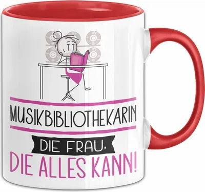 Produktbild von Musikbibliothekarin Geschenk Tasse Becher Die Frau Die Allen Kann Geschenkidee für eine Musikbibliothekarin Lustig (Rot)
