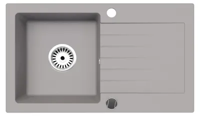 Produktbild von [Granitspüle 76x44 Grau]Hochwertig beidseitig Montierbar Küchenspüle Eckig Einbaugranitspüle Granit Spülbecken f. Unterschränke ab 45 cm inkl.Sipho