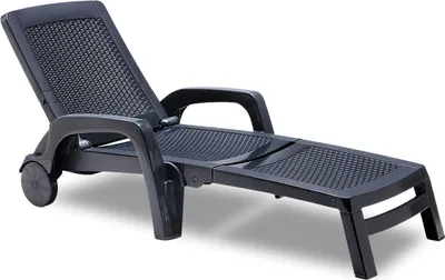 Produktbild von BICA Lettino Miami Sonnenliege Anthrazit, Gartenliege verstellbar, Sonnenliege mit Rollen, Poolliege