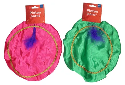Produktbild von Farbige Pieten Baskenmütze aus Polyester, 21 cm Durchmesser, 2 cm Randhöhe