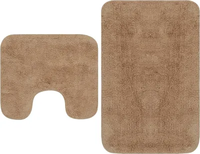Image de Vidaxl Bademattierungsset von Stoff Beige 2-Parts