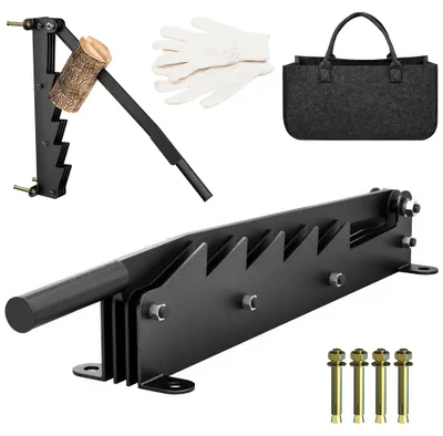Productafbeelding van QEENTOE Houtsplijter, handmatig, wandmontage, met 36 cm blad, robuuste houtklover voor aanmaakhout, houtklover voor open haardhout, houtsnijder, opbergzak, zwart