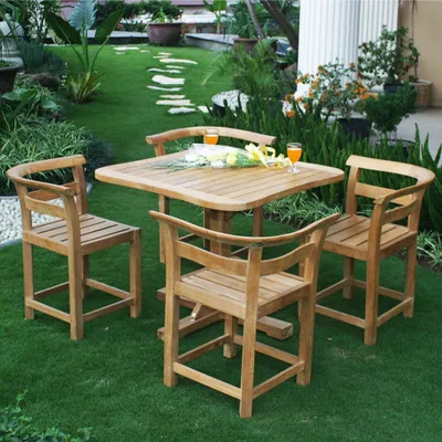 Obrázek produktu pro Teako Design zahradní židle Cero z masivního teakového dřeva, odolná proti povětrnostním vlivům, 60 x 60 x 74 cm