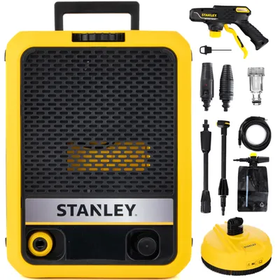Zdjęcie produktu dla Myjka ciśnieniowa Stanley SXPW19CP 1900 W, 250 bar, przepływ wody 460 l/h, z wężem o długości 8 m, dyszą turbo i pojemnikiem na detergent