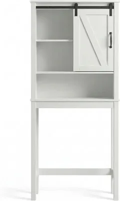 Produktbild von Toilettenschrank über der Toilette - Freistehender Bad-Organizer - 3 Ebenen - Verstellbares Regal - Holz - Platzsparend - Weiß