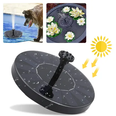 Image de Clanmacy Pompe solaire 1.5W Fontaine Fontaine de jardin avec 6 styles de fontaines 190L/h Pompe à eau solaire Pompe de fontaine Pompe de bassin solaire