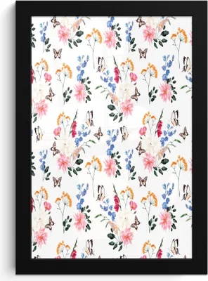 Produktbild von MuchoWow® MuchoWow® Gerahmtes Poster Blumen - Schmetterlinge - Collage 20x30 cm - Poster mit zchwarzem Bilderrahmen - Drucken - Bilder Poster im Rahmen