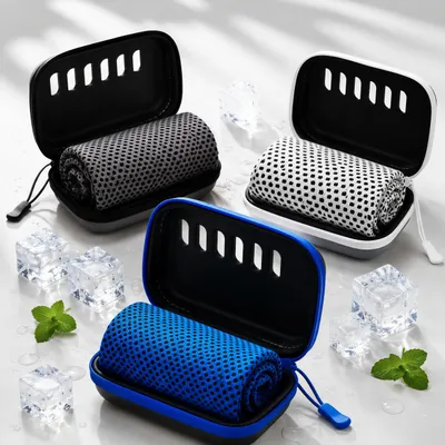 Produktbild von 3 Stück Sporthandtuch Cooling Towel, 30 × 100 cm, Mikrofaser Kühlhandtuch,sofort kühlend & schnelltrocknend, mit Aufbewahrungsbox für Fitness, Outdoor