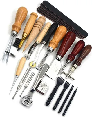 Image de Qcwwy Leder Traditionelle Punch -Werkzeuge Nachhaltiger Professioneller Set f��r Do -the selbst handgefertigtes Gruever, Kit f��r Anf?nger, Ideal f��r die Personalisierung Ihrer Lederprojekte, Metall,