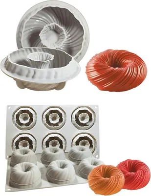 Produktbild von Silikonische Spiralformen für Kuchen und Donuts - 2 Stück - Ideal für DIY-Bäckerei