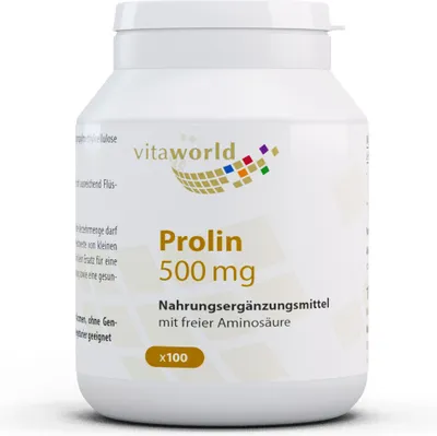 Produktbild von Vita World Prolin 500 mg | 100 Kapseln | vegan | gluten- und laktosefrei