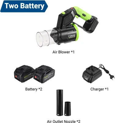 Produktbild von Laubbläser für Garten - Akku Laubbläser bürstenlos - 37000 U/min, 4 Stufen, 50 m/s Luftstrom, 18V, Set mit 2 Akkus