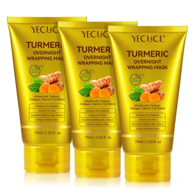 Produktbild von Kollagen Maske Nachtmaske Gesicht Wrapping Mask mit Retinol Vitamin C Kurkuma, 3x 75ml