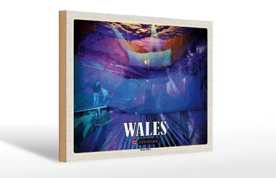 Produktbild von Holzschild Reise 30x20cm Wales United Kingdom Bounce Below